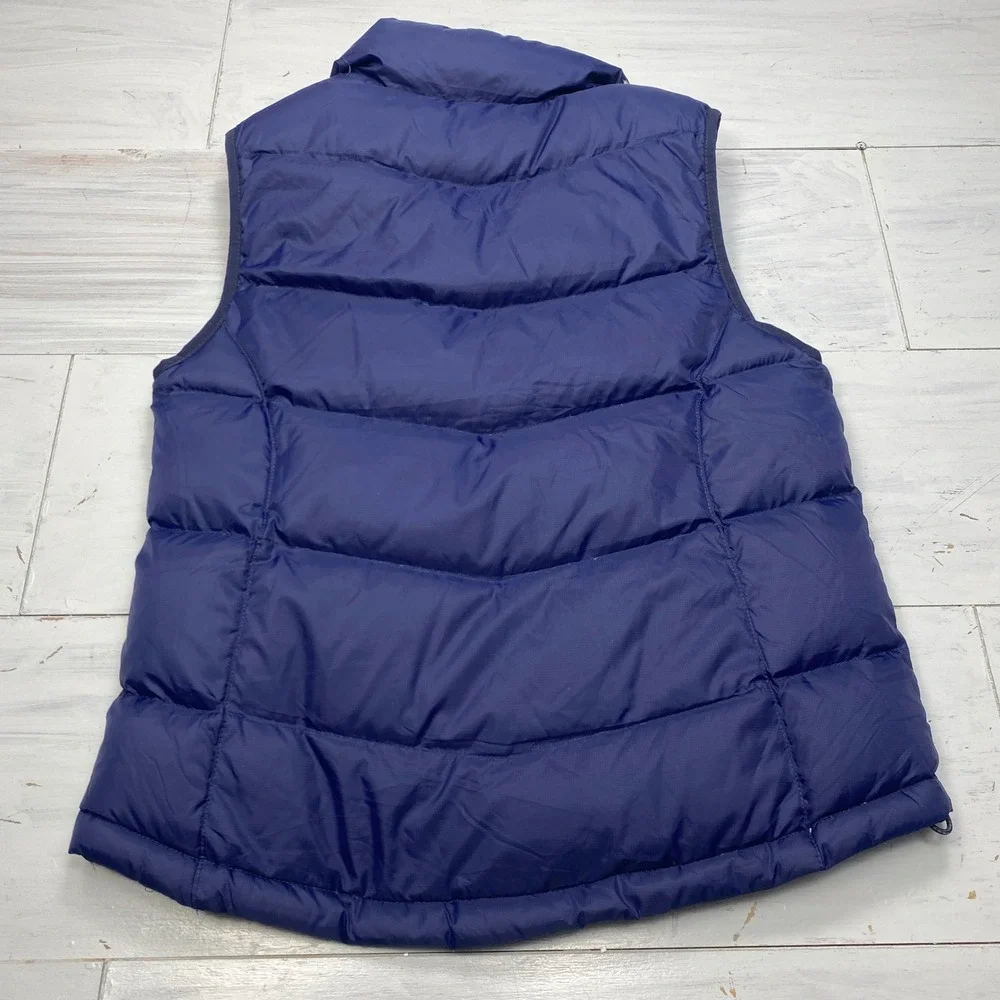 L.L. Bean Puffer Vest Women S Navy Blue Goose Down Insulated Fleece Lined 276563